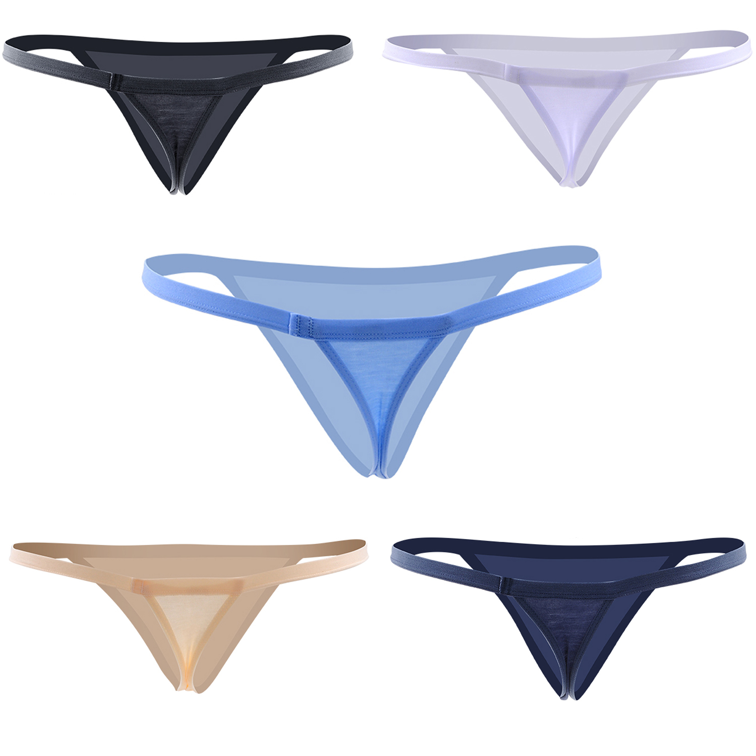 Buy Nightaste Women's G-String Panties Pack of 5 Cotton Thongs Underwear  with Color Stripes online